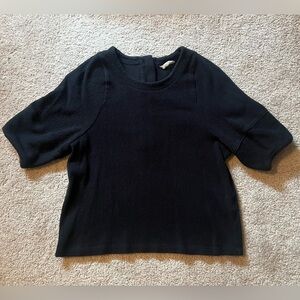 Madewell Ribbed Textured Short Sleeve Black Knit Top